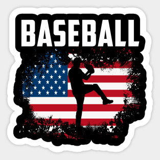 American Flag Baseball Team Gift Sticker